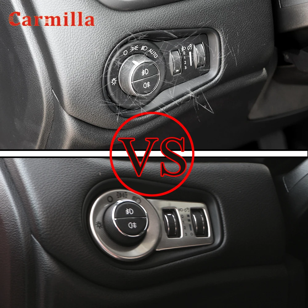 Head Lights Lamp Switch Button Frame Cover Trim Fit for Jeep Renegade Stainless Steel