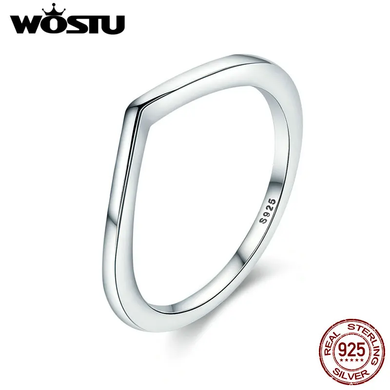 

WOSTU Authentic 100% 925 Sterling Silver Shining Wish Female Ring Finger Ring for Women Sterling Silver Jewelry Anel XCH7647