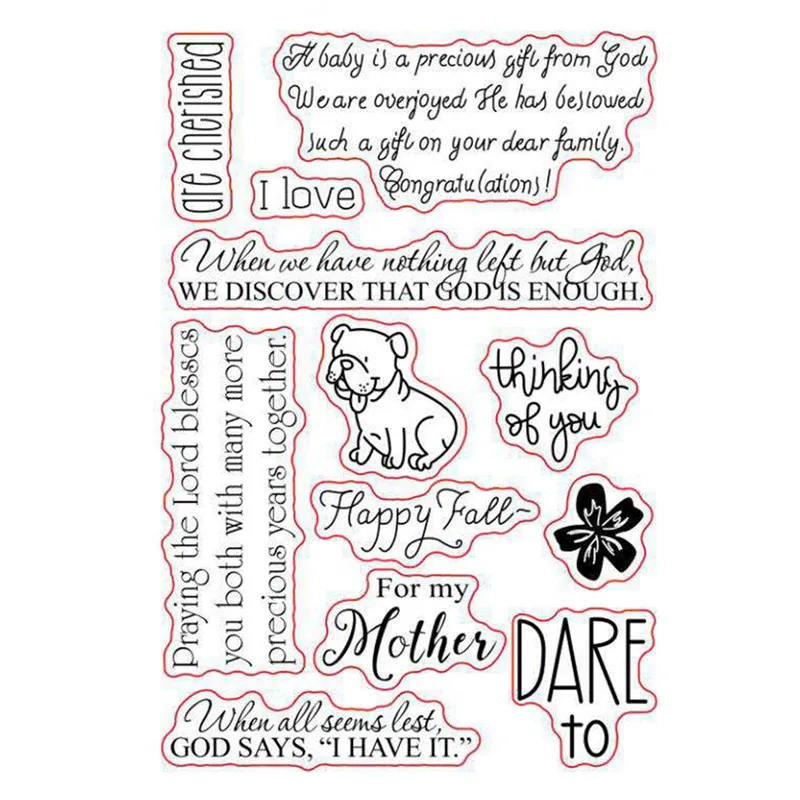 

Sentiments Sayings Phrase Leaves God Mother Rubber Clear Stamp/Seal Scrapbook/Photo Album Decorative Card Making Clear Stamps