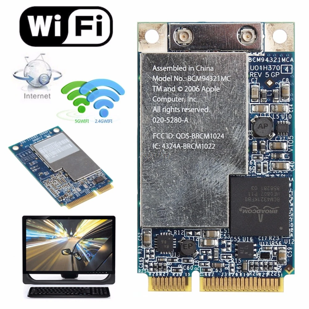 

2.4G+5G 270M Wifi Wireless Mini PCI-E Card For Macbook BCM94321MC 661-3874 Nov11 Drop ship