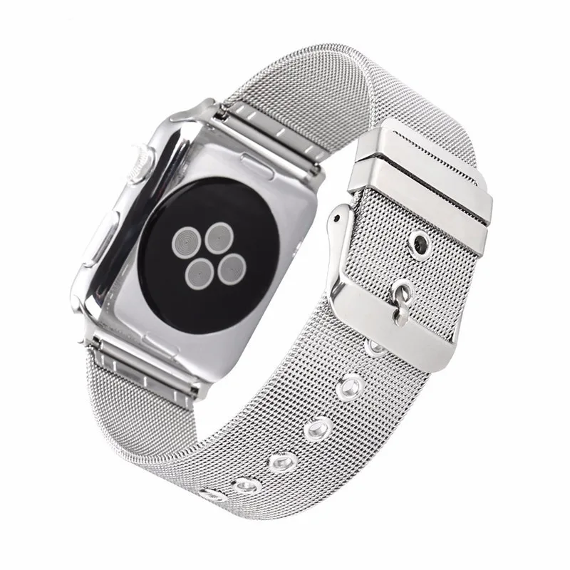 Серебряный Миланский ремешок для часов Apple Watch 42 мм 38 мм ремешок iWatch 3 2 1 металлическая пряжка запасной браслет ремешок браслет