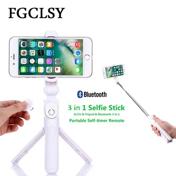 

FGCLSY Universal 3 in 1 Bluetooth Selfie Stick For iphone 8 7 6S plus Mini Tripod Pau Palo Phone Selfie Stick Extendable Monopod