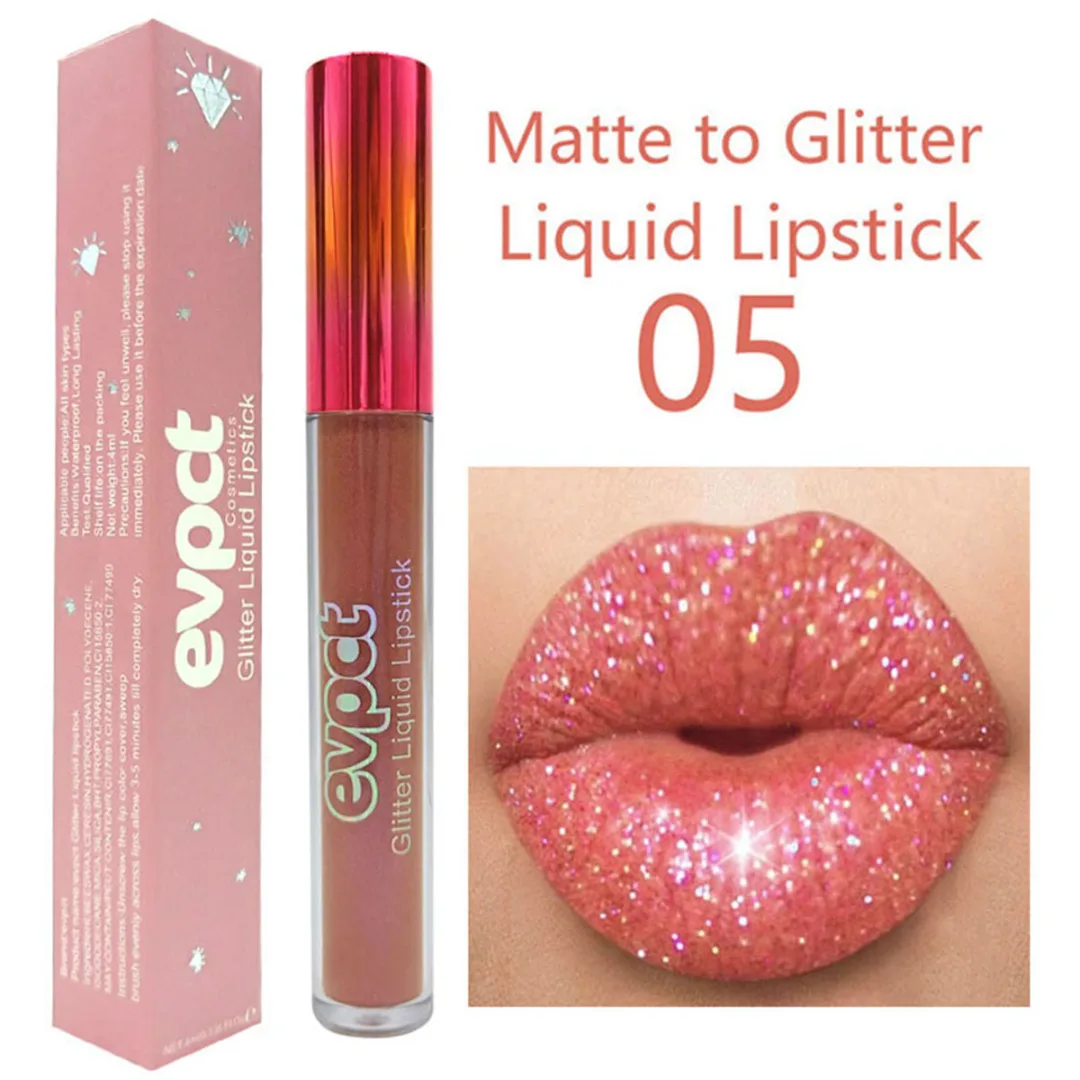 Shellhard 15 Colors Diamond Glitter Glossy Makeup Liquid Lipstick Matte Changed Metallic Lipgloss Shiny Sexy Lip Gloss