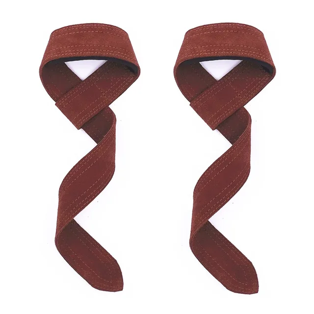 1 Pair Leather Weightlifting Wrist Support Straps Fitness Heavy Duty