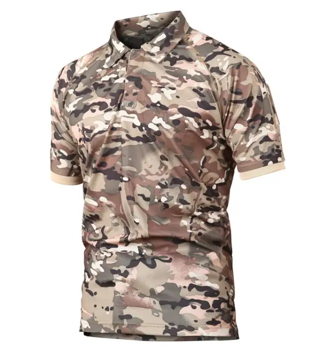 Мужские дышащие армейские тактические рубашки поло, военные рубашки, мужские быстросохнущие рубашки поло с коротким рукавом размера плюс 4XL 5XL - Цвет: CP