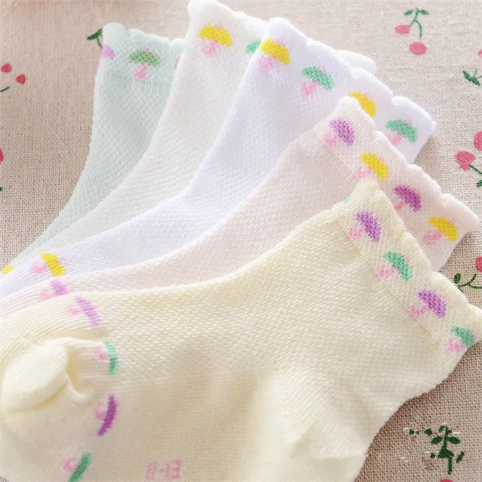 Детские носки для девочек 5 пар/лот, г. летние детские хлопковые детские носочки весенние ажурные A-cll-022-5 с зонтиком