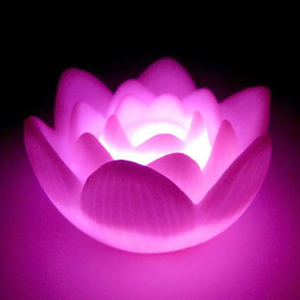 wsfs 2pcs color changing led lotus flower romantic light on lotus