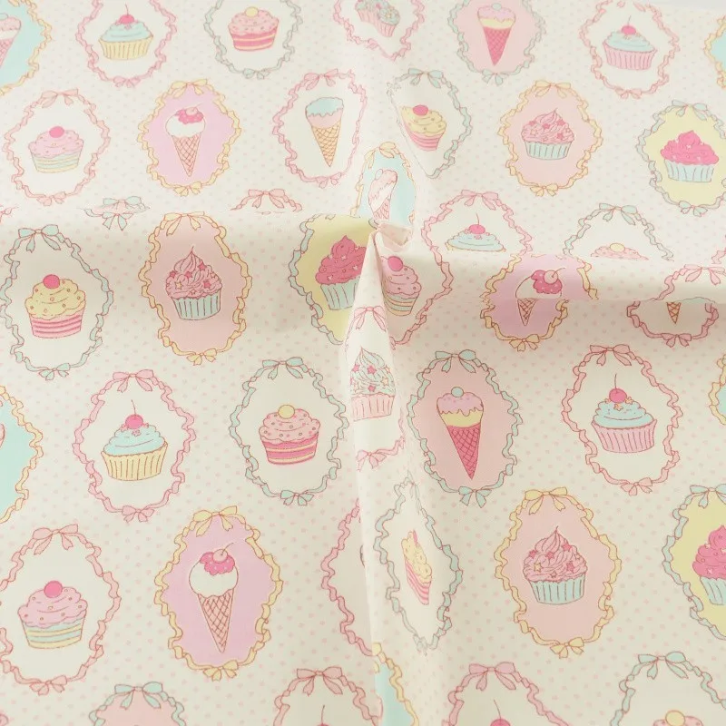 Cotton Fabric Pink Icecream Sewing Cloth Cover Home Textile Decoration Doll Bedding Clothing Patchwork Teramila Fabrics Quilting