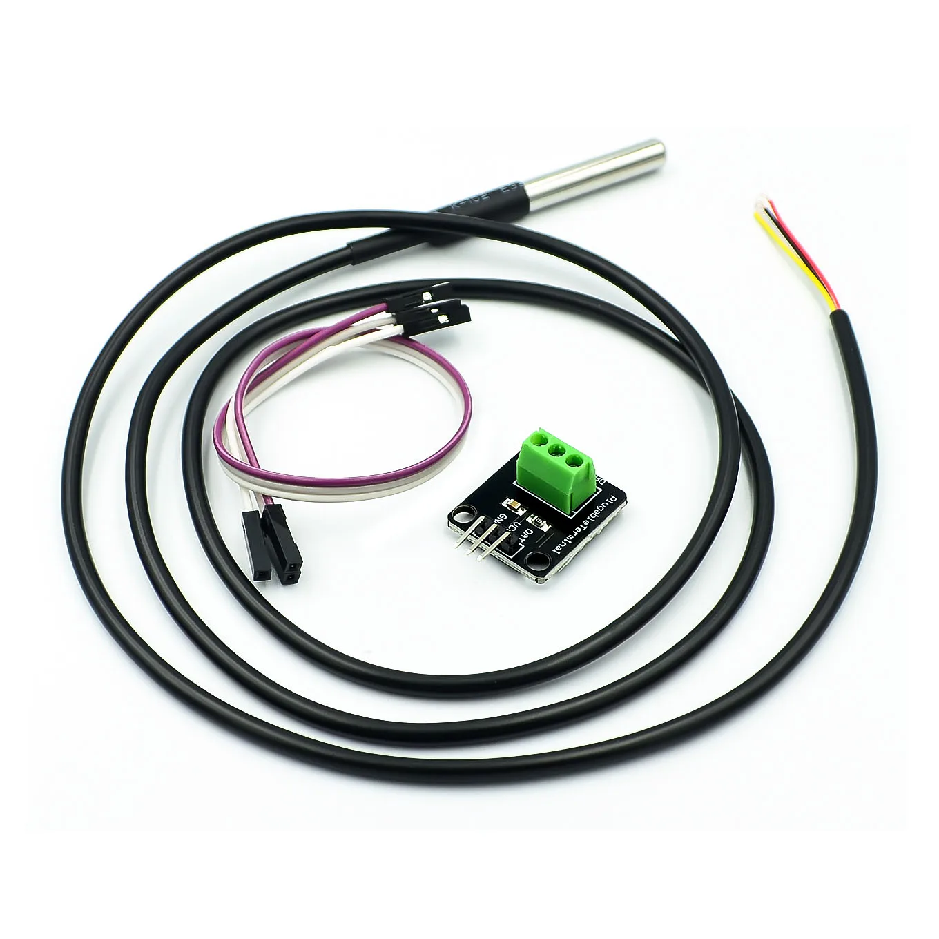 

DS18B20 Temperature Sensor Module Kit Waterproof 100CM Digital Sensor Cable Stainless Steel Probe Terminal Adapter For Arduino