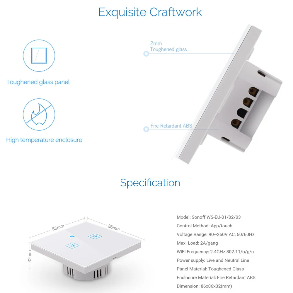 Timethinker умный дом WiFi переключатель свет Настенные переключатели Domotica EU UK 1/2/3 банды