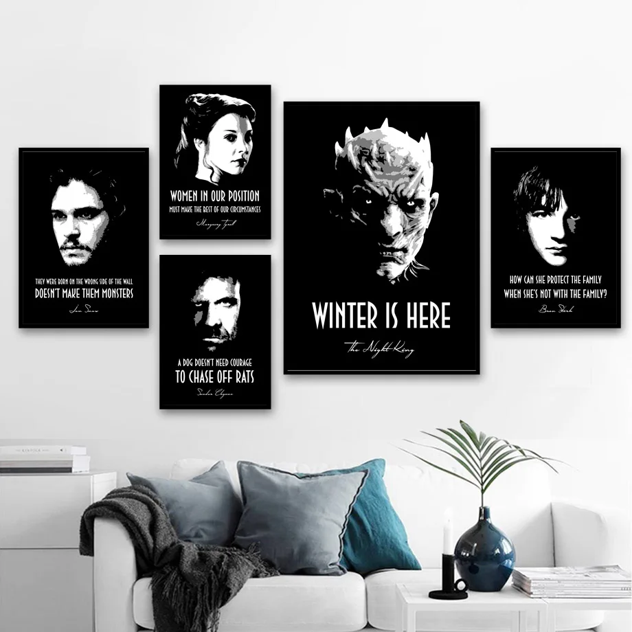 

Game Of Thrones Leader Saying Wall Art Canvas Painting Black White Nordic Posters And Prints Wall Pictures For Living Room Decor