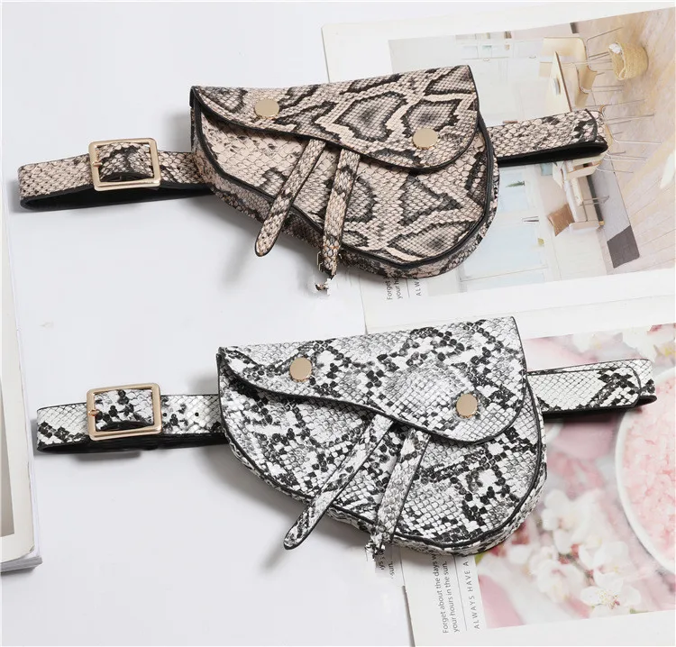 

2019 fanny pack Snake PU Leather Shoulder Waist Bag Small Crossbody Bag For Women Fashion Female Messenger Bag Bolso femenino