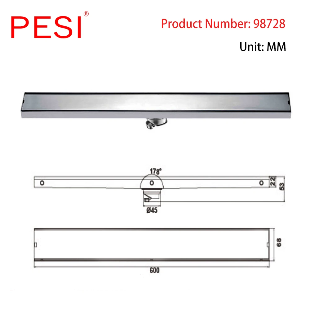 304 Нержавеющая сталь 60 вт, 30 вт/15/11 см линейный к протиранию, поглощающие запах спортивные длинный дренаж пола в ванной Ванная комната невидимых душ трап,, полированный