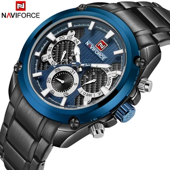 

NAVIFORCE Top Brand Luxury Men Watches Blue Waterproof Date Week Quartz Watch Man Full Steel Sport Wrist Watch Men Clock Male