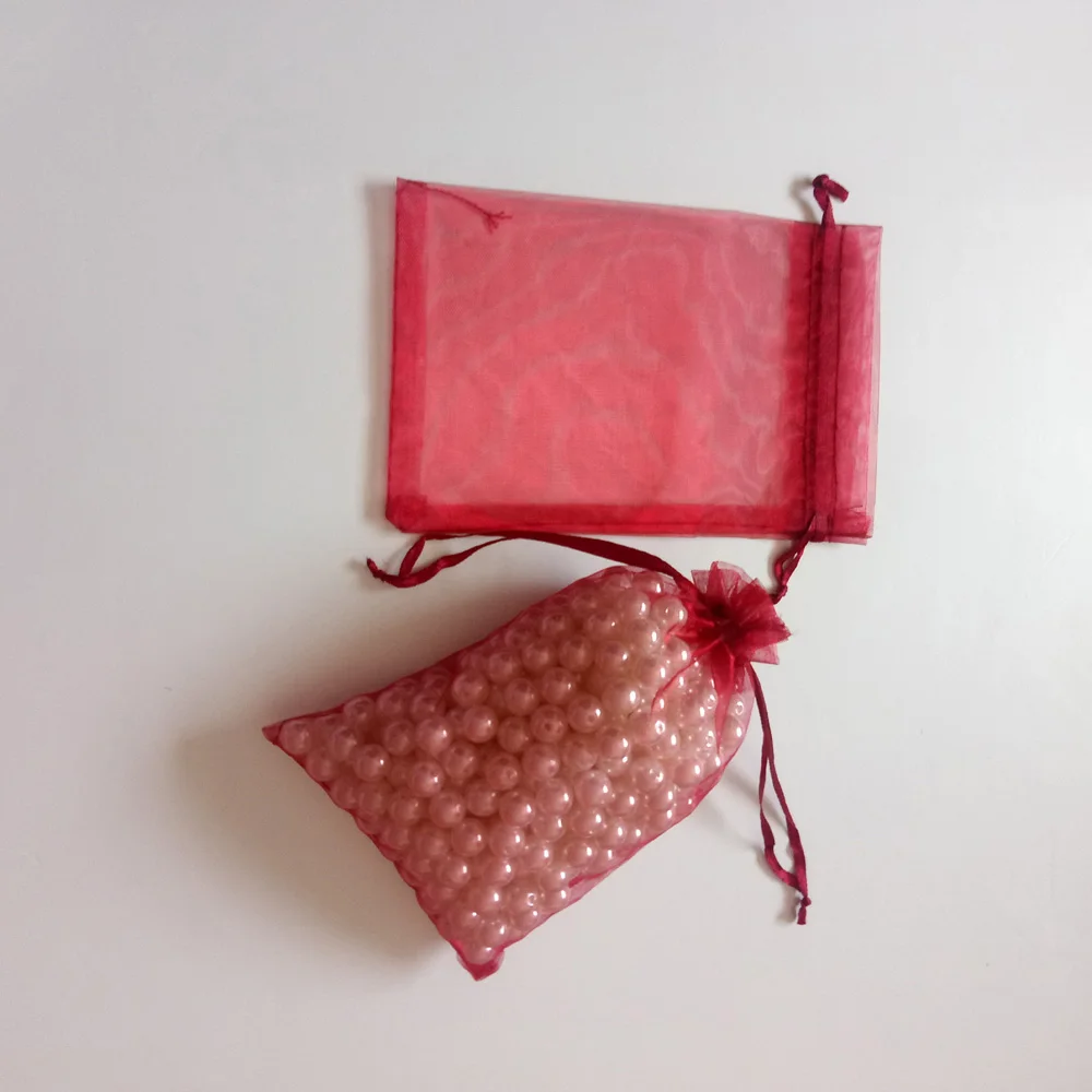 1000 шт винно-красные подарочные пакеты для ювелирных сумок и упаковки органзы сумка-мешок на шнурке Свадебные/женские витрины для хранения