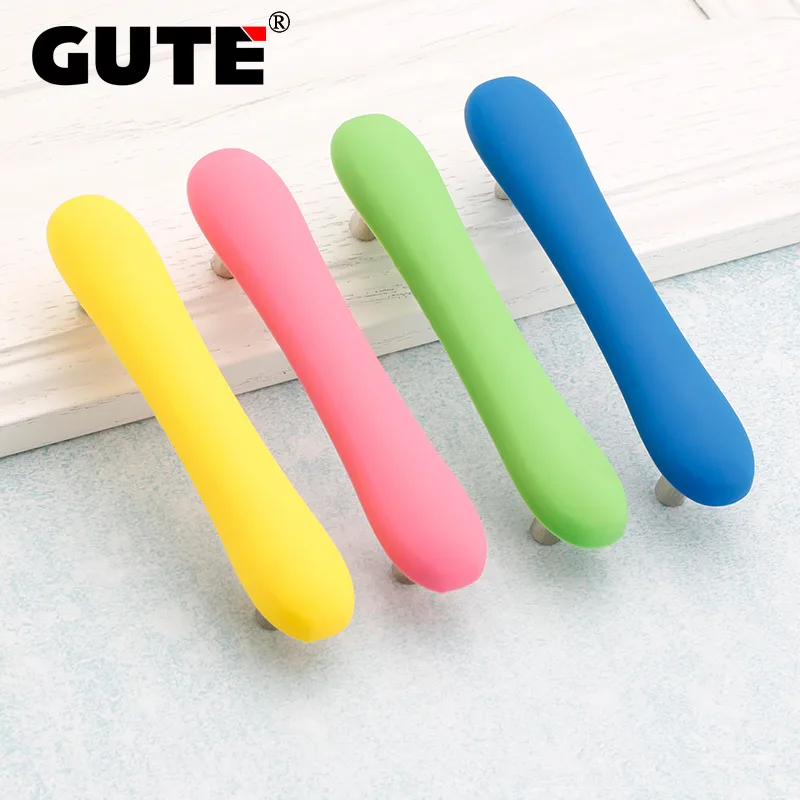 GUTE الزنك سبائك الطفل الأثاث مقبض Soild سلامة مقبض كابينة الملونة خزانة دولاب دولاب أثاث المطبخ مقبض