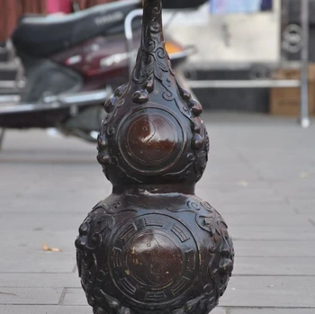 

Chinese Taoism Bronze Fengshui eight trigramsWard off evil Gourd calabash