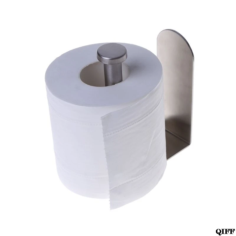 Adhesive Vertical Paper Towel Holder Stainless Steel Wall Mount Bathroom Kitchen Toilet Tissue Roll Storage Rack Jun13