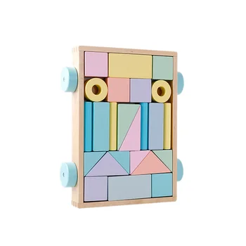 

Building Blocks Baby Educational Toy 24pcs/Set Wooden Building Blocks Set for Kids with Environmentally Friendly Color Trailer
