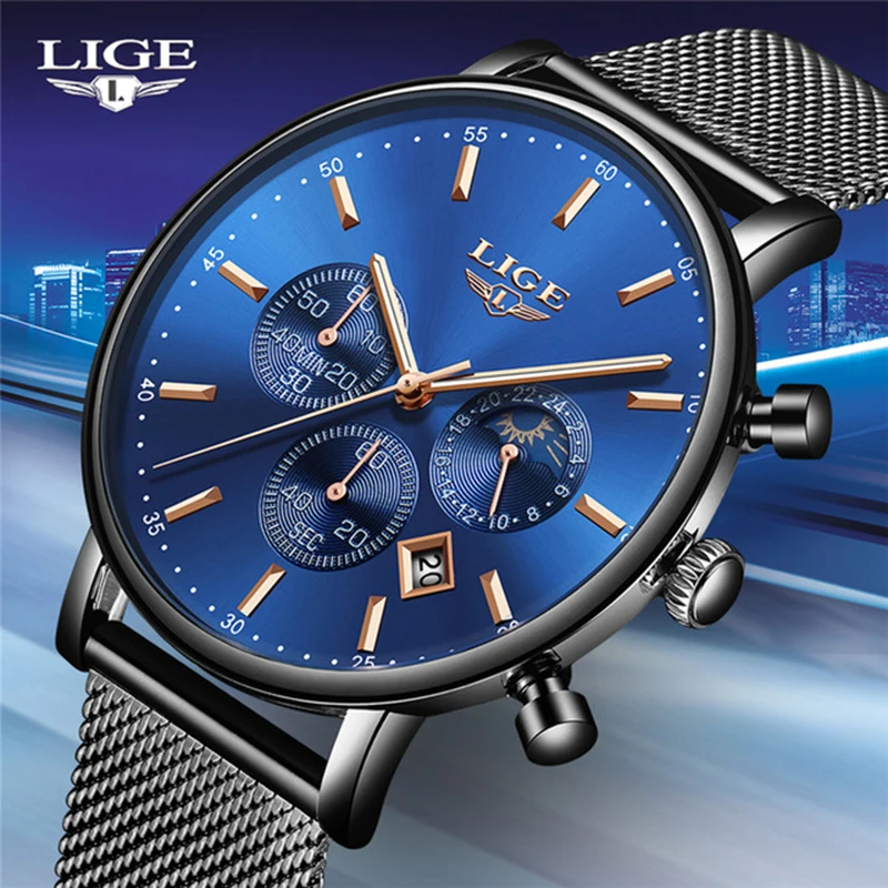 

LIGE Fashion Men Watches Male Top Brand Luxury Quartz Watch Men Casual Slim Dress Waterproof Sport WristWatch Relogio Masculino