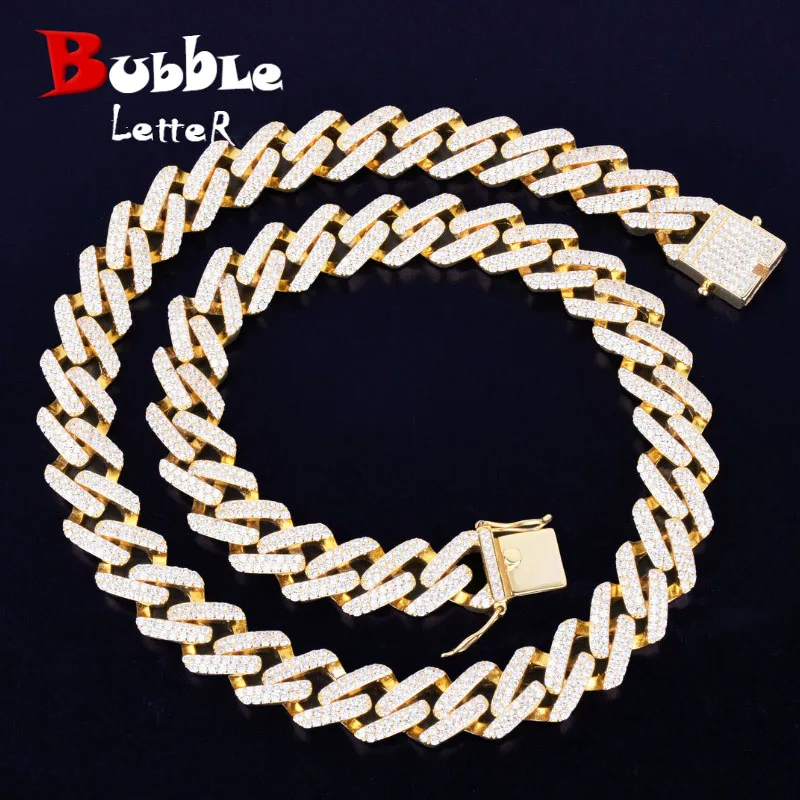 

14mm Miami Cuban Choker Square Link Necklace Gold Silver Color Iced Out Cubic Zirconia Rock Hip hop Style Men's Jewelry
