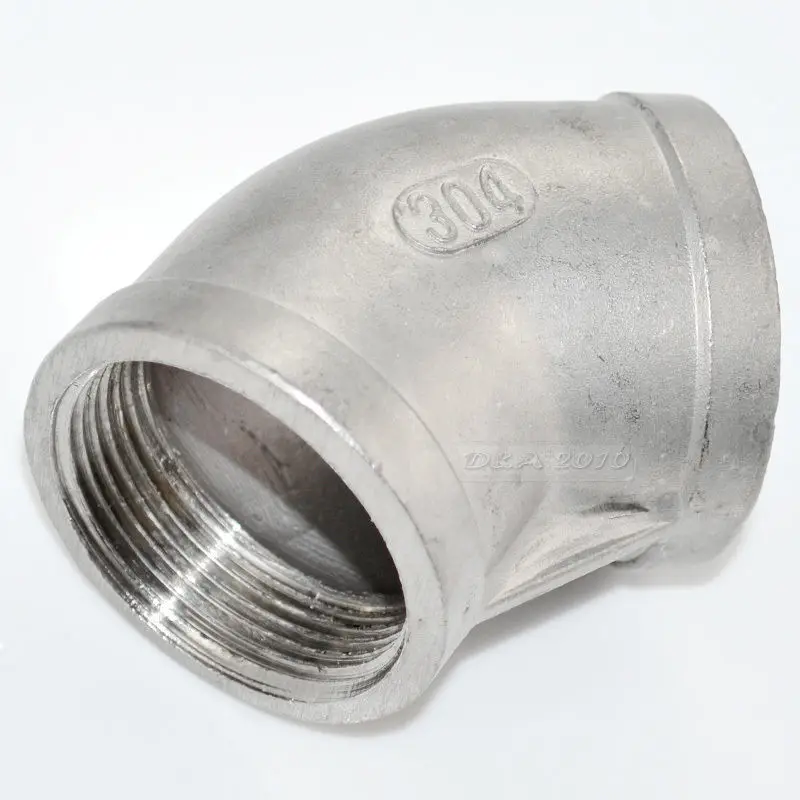 

MEGAIRON BSPT 1-1/2" DN40 Thread Female Stainless Steel SS304 45 Degree Elbow Max 150 psi Pipe Elbow Fittings For Water Gas Oil