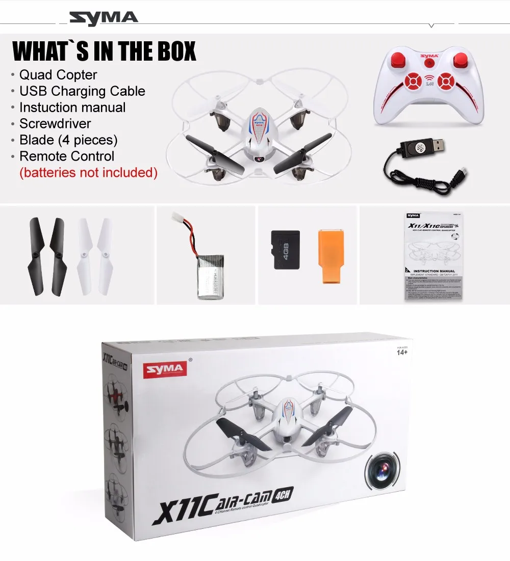

Syma X11C RC Drone with 2.0MP Camera HD 4CH 2.4GHz Helicopter Mini Aircraft Quad copter Brushless Motor Dron Gift for Children