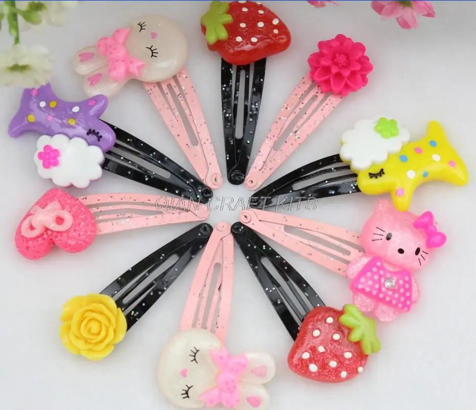 60pcs kids jewelry kawaii resin decor snap clips rainbow child hair accessory hair clip super cute with free gift box