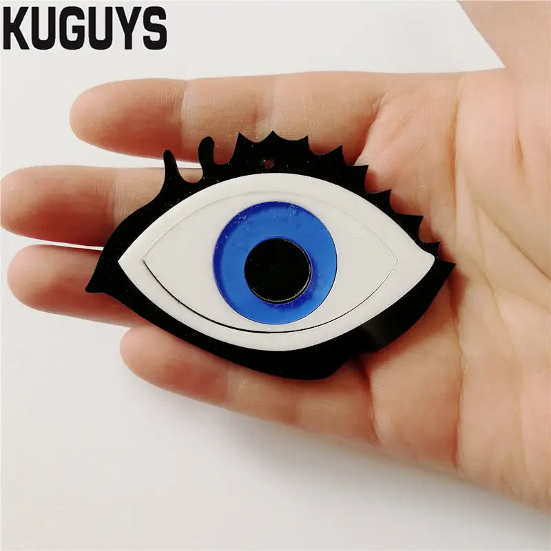 

KUGUYS Fashion Acrylic Jewelry Custom HipHop Blue Big Eyes Brooches for Womens