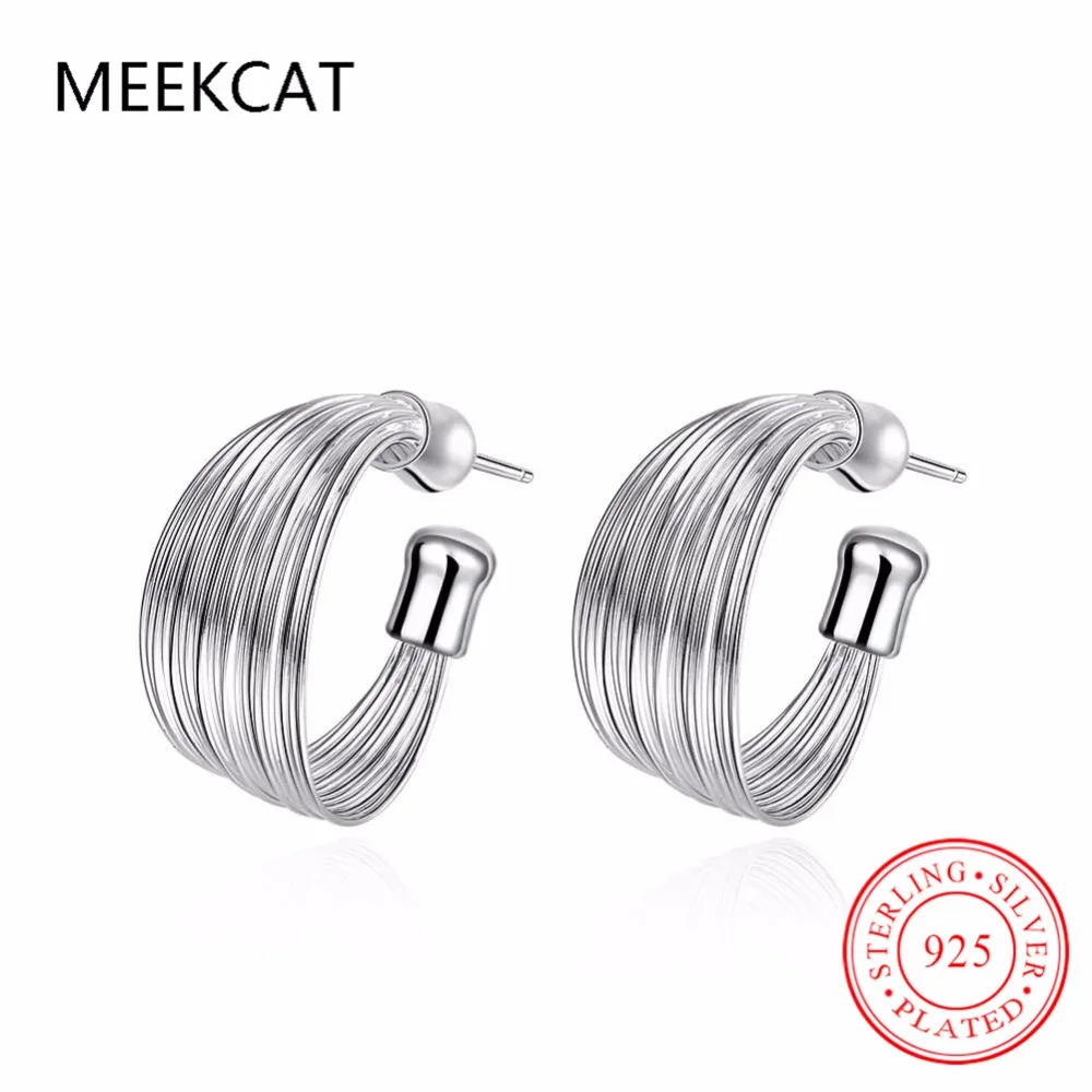 

Multi-line Styles stud earrings 925 Pure silver plated d'oreille mujer bijoux Fashion New Jewelry Brincos de Prata Free Shipping