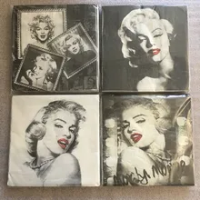 20 בציר מפית נייר רקמות שחור ולבן מרילין מונרו מגזרת נייר חתונת יום הולדת אריזות מפלגה הצהריים בית dinnerdecor(China)