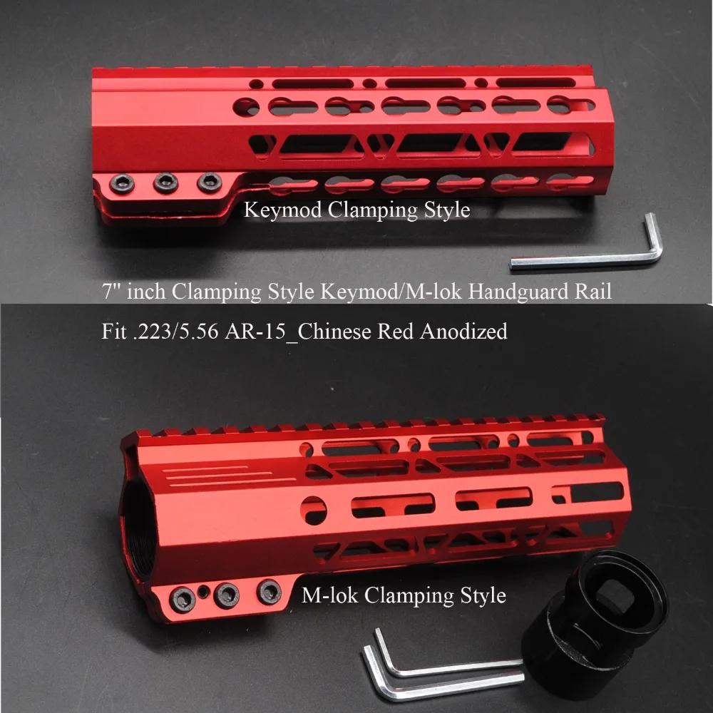 TriRock 7 ''дюймовый зажимной стиль Keymod/M-lok Handguard рельсовый прицел поплавковая система крепления_ китайский красный анодированный. 223/5. 56