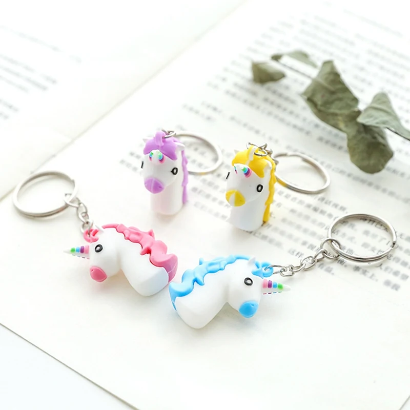 

Hot Sale Cute Unicorn Keychain Animal PVC Keychains Women Bag Charm Key Ring Pendant Gifts High Quality 2018