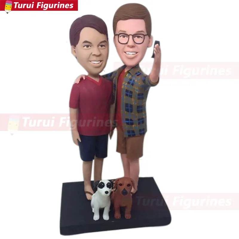 

Gay Male Wedding Cake Topper Custom bobblehead cake topper Personalized Bobble Head collectible figurines toy men m&m figurines