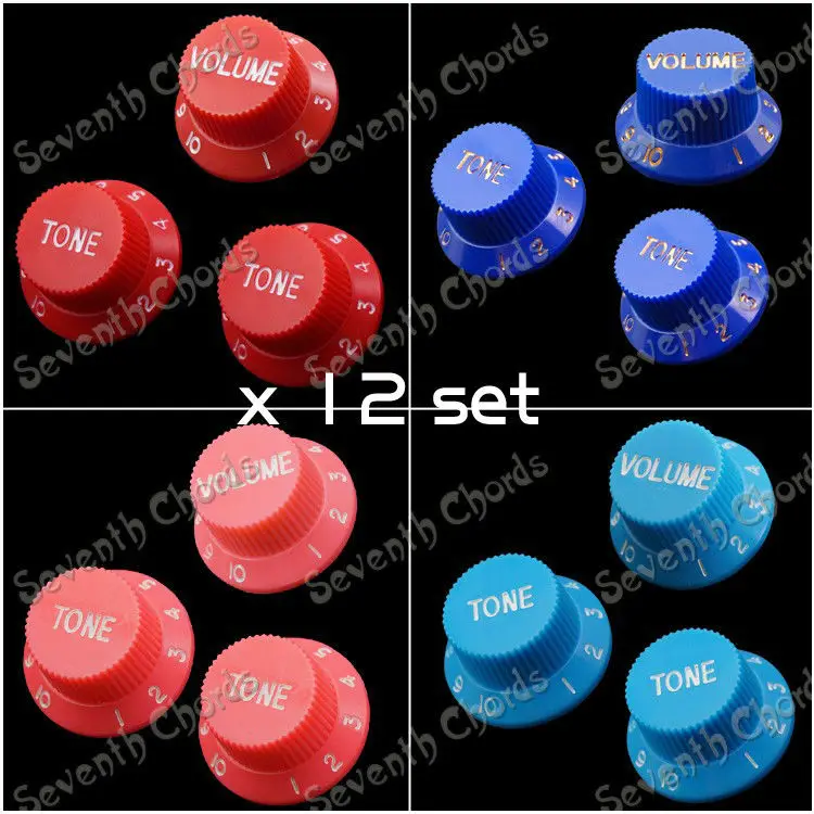 12 Set (1 Volume & 2 Tone ) Plastic Electric Guitar Bass Speed Control Knobs/guitar Pot Knob Cap