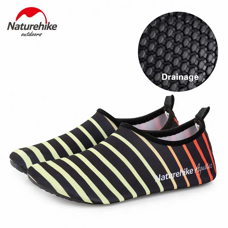Naturehike водонепроницаемая обувь; Мужская и Женская пляжная обувь; унисекс; быстросохнущая обувь для плавания; нескользящая водонепроницаемая обувь; NH18S001-X - Цвет: Drain-Stripe