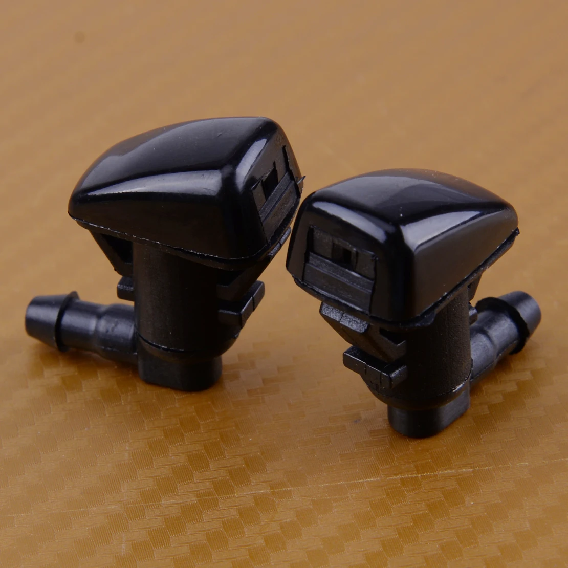 beler 2pcs Car Front Black Windshield Washer Wiper Water Spray Nozzle