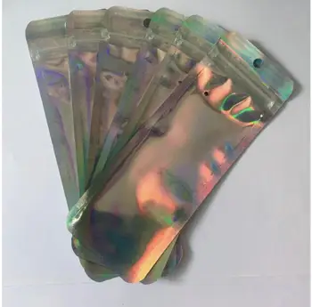 

Laser Accessories Bag Transparent Zipper Aluminized Self Seal Packing Bag Watch Jewelry Cosmetic Makeup Tool Packaging Pouch
