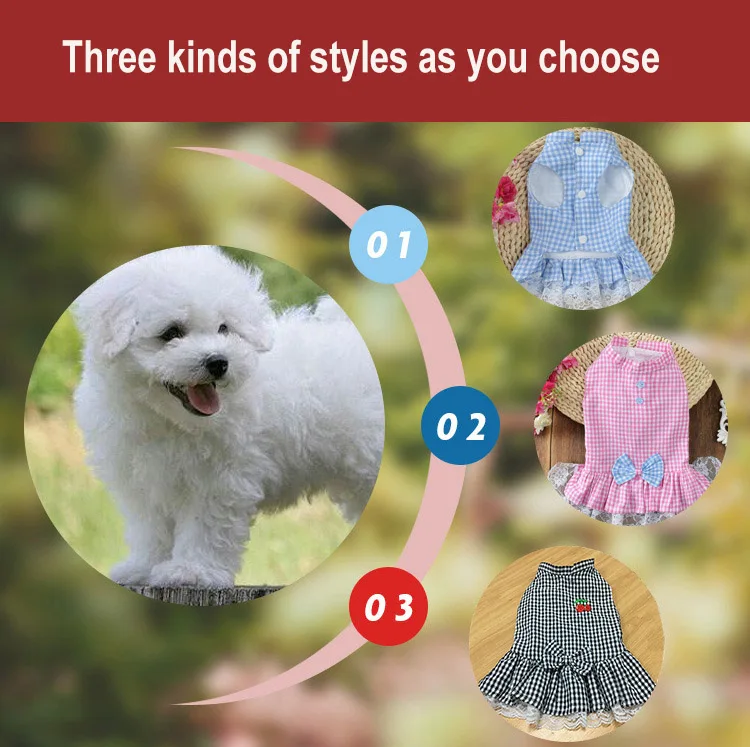 Pet Cat Clothes Small Medium Pet Cats Dogs Skirts Spring And Summer 4 Color XS-L Pet Supplies For Cute Lattice Lace Cat Dress