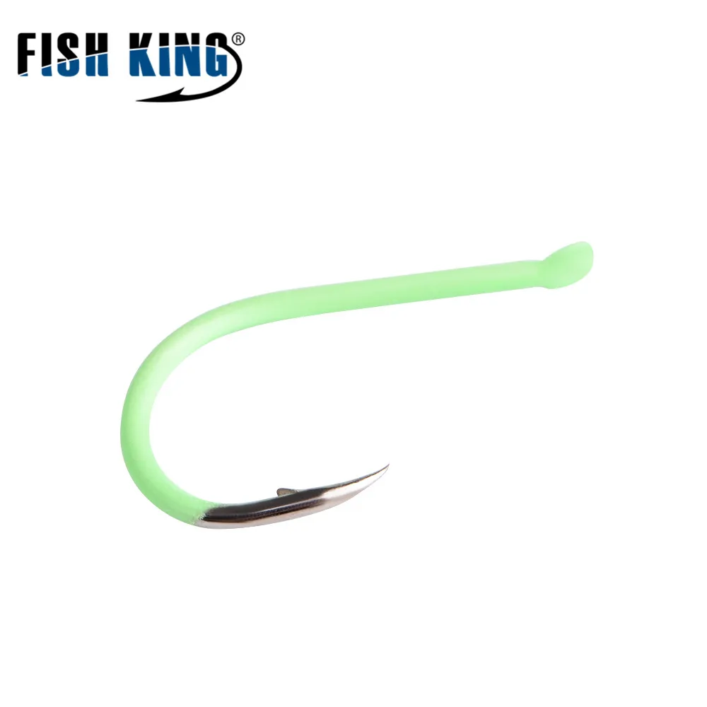 FISH KING 5 мешков 3/0 # 6 острый зеленый рыболовный крючок из высокоуглеродистой стали