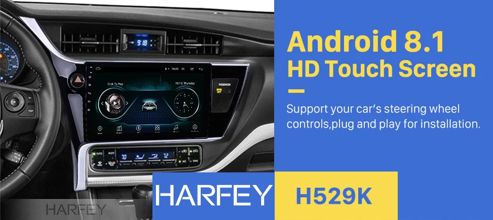 Flash Deal Harfey 10.1"Android 8.1 Car Stereo Screen Radio For Toyota Corolla(LHD) 2017 Car Multimedia player Wifi Bluetooth GPS Navigation 0