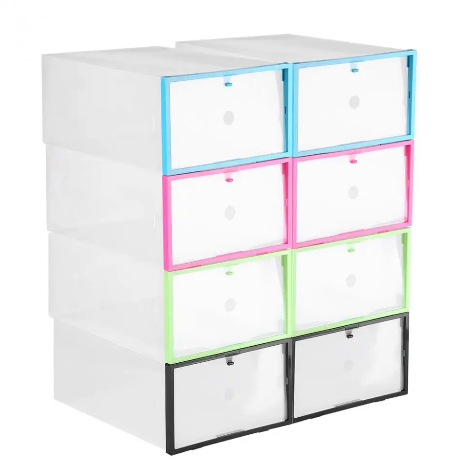

Clear Foldable Plastic Drawer Shoe Storage Case Stackable Box Organizer a