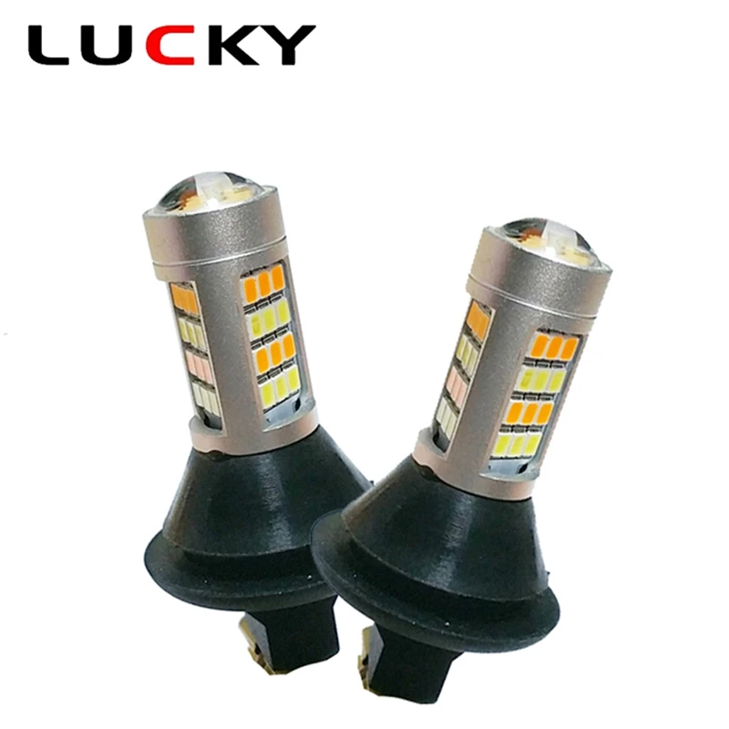 

2 Pieces CNILUCKY Universal Auto Light LED Bulbs BA15S 1156 BAU15S T20 7440 DRL/Turn Signal Light 2835 42SMD White and Amber
