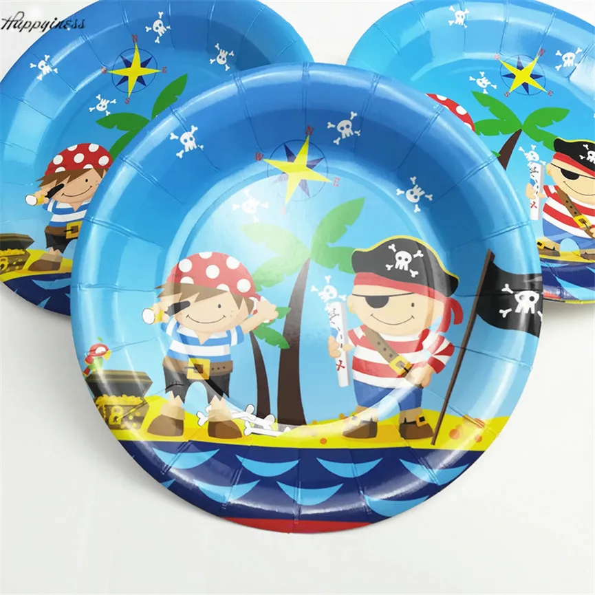 6pcs/lot 9 inch Pirate paper plates kids plates happy birthday party