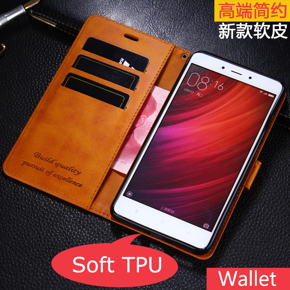 

5Color for Xiaomi Redmi Note 2 3 4 4X Wallet PU Leather cover Phone case free shipping magnet close card pocket screen film gift