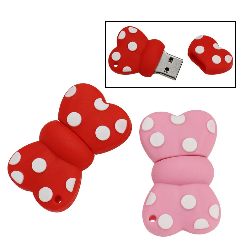 

Wholesal Genuine Bow-knot Pendrive 4GB 8GB 16GB 32GB USB 2.0 Thumb Memory Stick Pen Drive Cartoon Pink Bow Rosette USB Flash