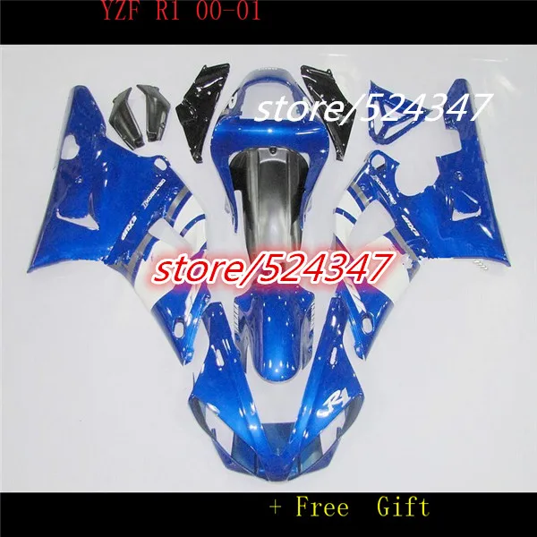 Nn-ЭКСКЛЮЗИВ! комплект обтекателей для мотоциклов 2000 2001 YZFR1 00-01 YZF R1 YZF-R1 YZR1000 00 01 Белый Синий ABS Обтекатели набор