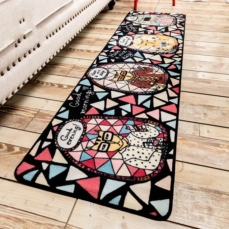 

Various Size Cute Pattern Kitchen Mat Hit Color Large Bedroom Carpet Cartoon Non-slip Mats