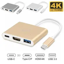 Type C USB 3.1 to USB-C 4K HDMI USB 3.0 Adapter 3in1 Hub For Apple Samsung S8 Macbook Pro