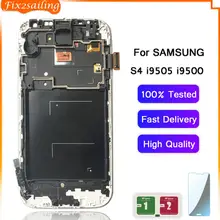 Alta qualidade lcd para samsung galaxy s4 i9500 display lcd com quadro GT-I9505 i9500 i9505 i337 digitador da tela de toque